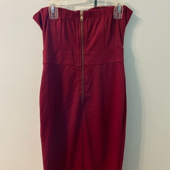 Red Strapless Dress with Gold accent - Picture 2 of 2